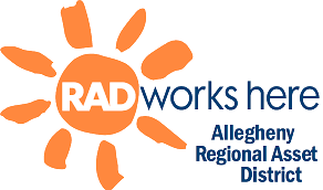 RAD (Allegheny Regional Asset District) brush-painted sun logo