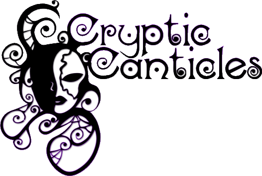 Cryptic Canticles logo with stylized opera mask